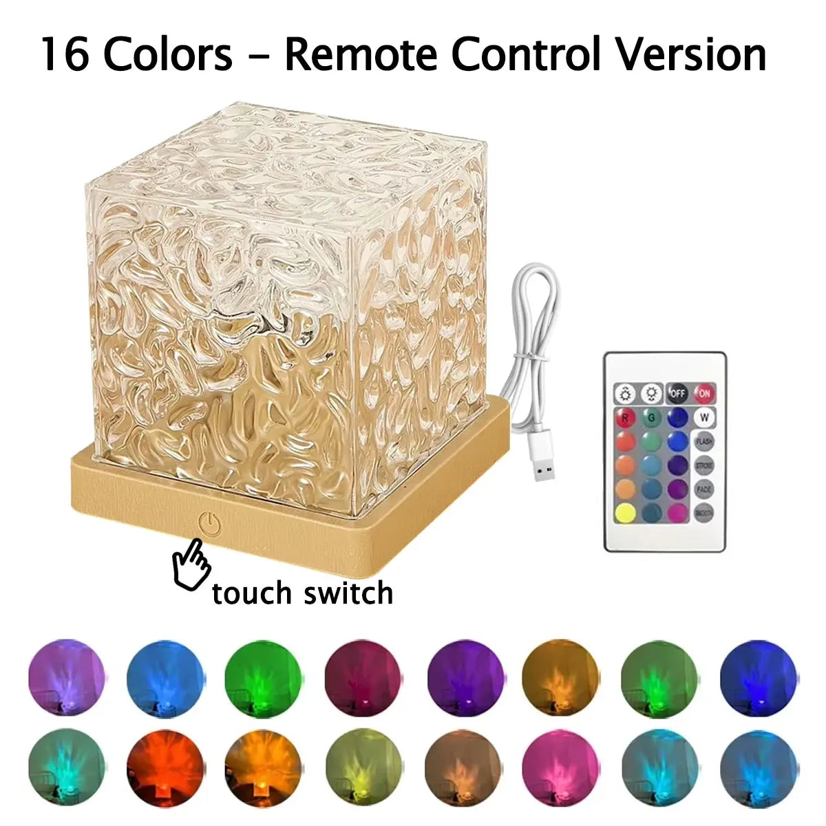 16 Colors Ocean Wave Aurora Projector Night Light – LED RGB Ambient Lamp with Remote, Touch Control, Dimmable & Rotating USB-C Mood Light