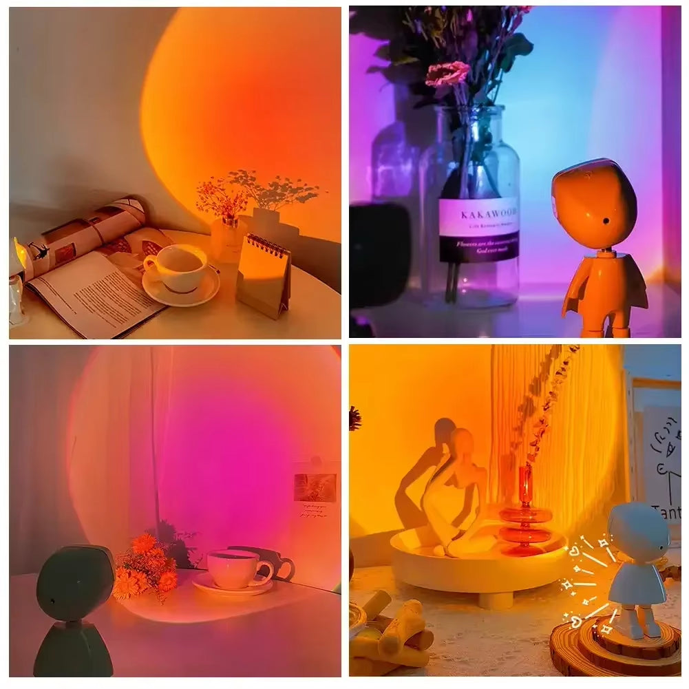 Rechargeable Astronaut Sunset Lamp – Rainbow Projection Night Light with Infinite Dimming | LED Atmosphere Light for Bedroom & Room Decor