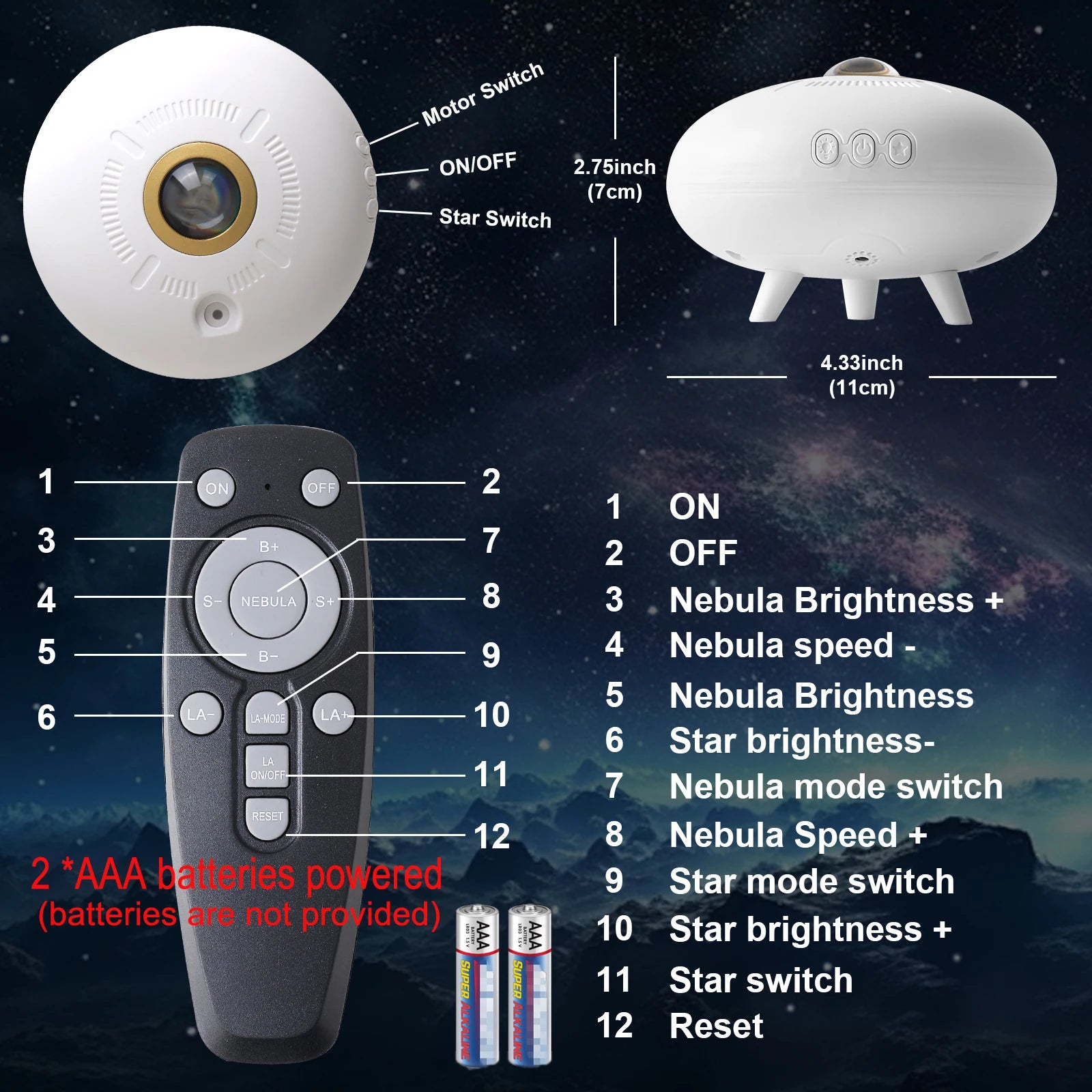 UFO Galaxy Star Projector Night Light – LED Starry Sky & Nebula Effect Lamp for Bedroom & Kids Room Decor