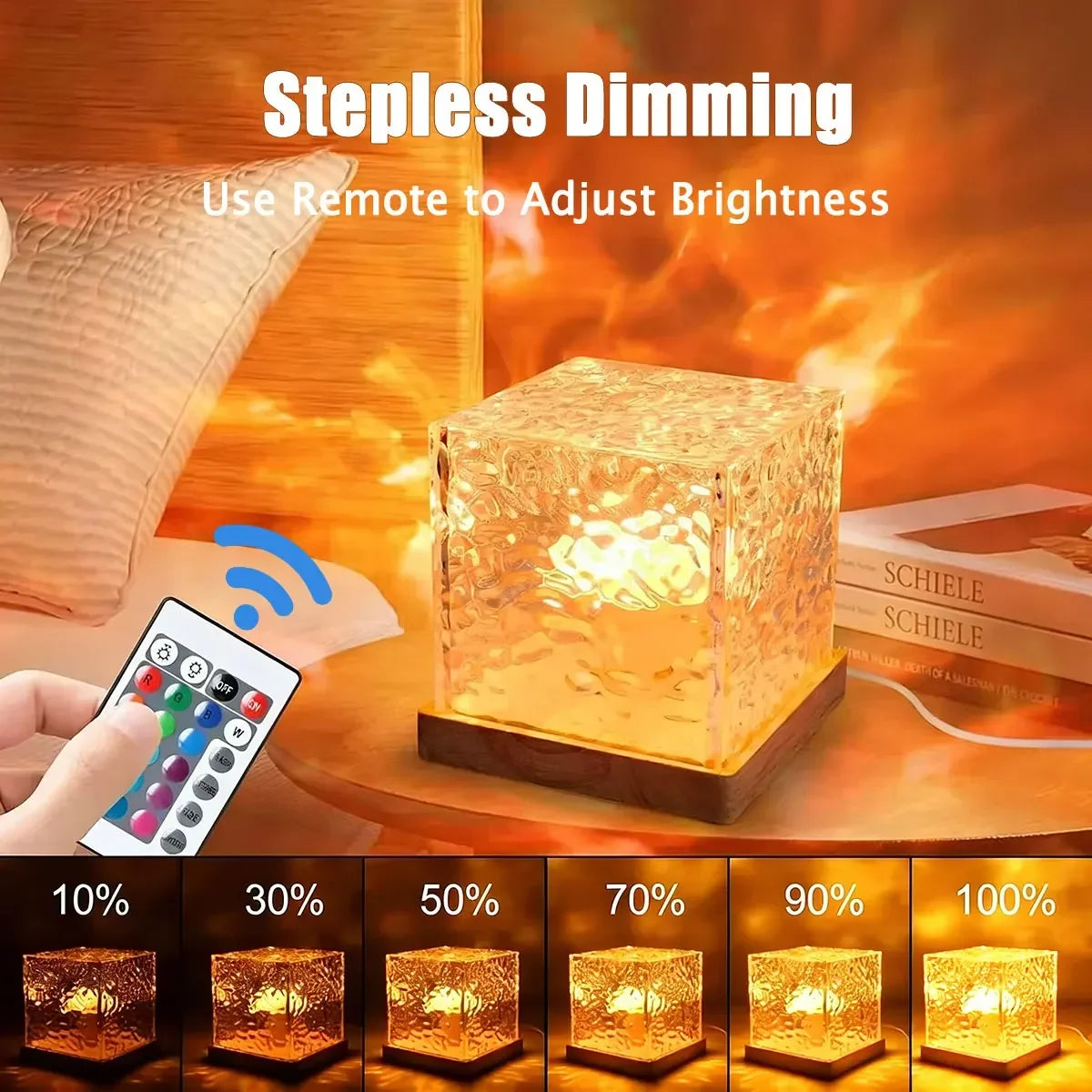 16 Colors Ocean Wave Aurora Projector Night Light – LED RGB Ambient Lamp with Remote, Touch Control, Dimmable & Rotating USB-C Mood Light