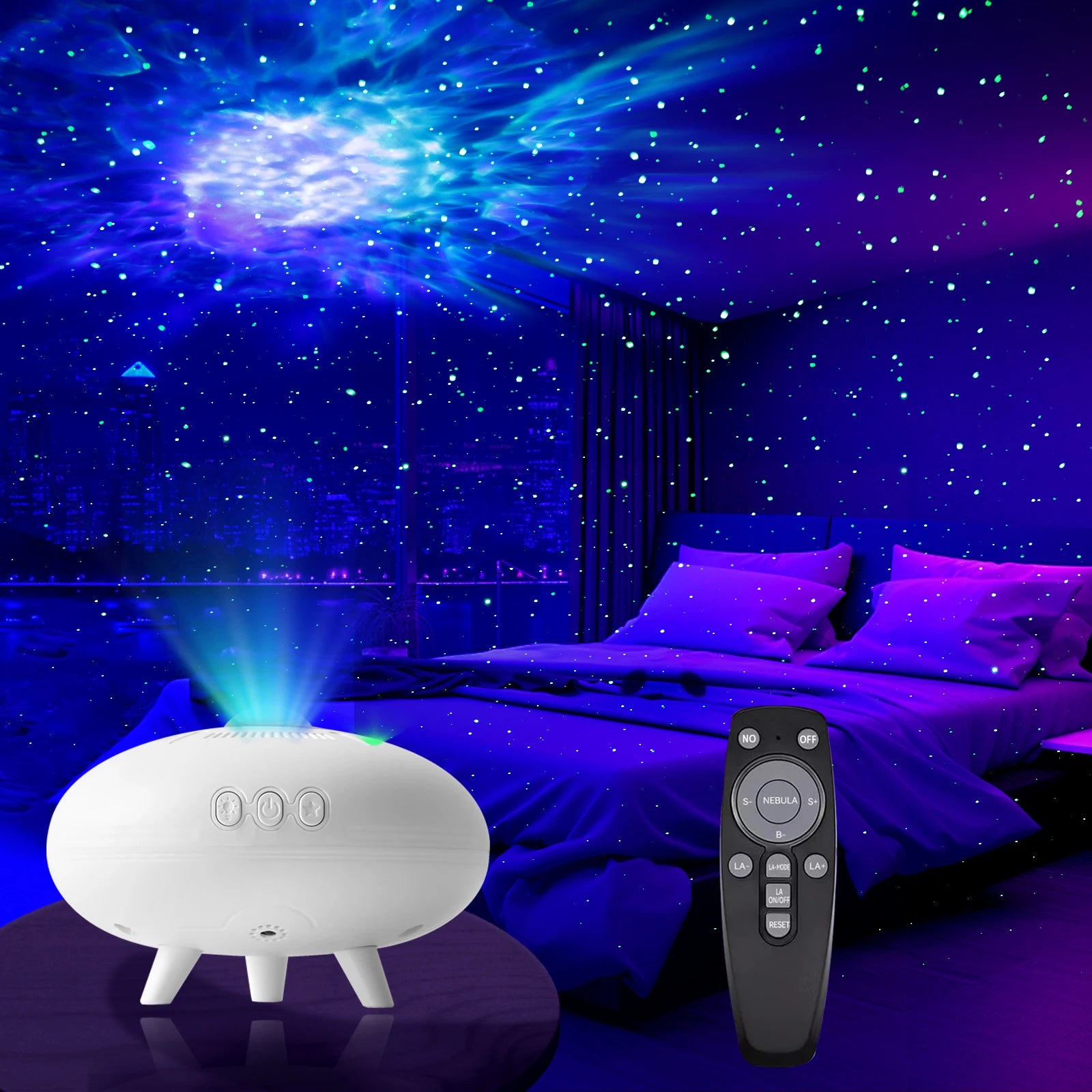 UFO Galaxy Star Projector Night Light – LED Starry Sky & Nebula Effect Lamp for Bedroom & Kids Room Decor