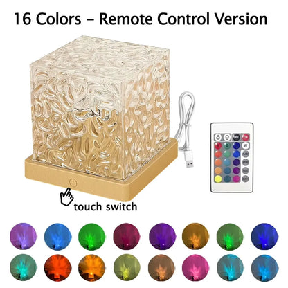 16 Colors Ocean Wave Aurora Projector Night Light – LED RGB Ambient Lamp with Remote, Touch Control, Dimmable & Rotating USB-C Mood Light