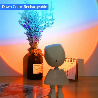 Rechargeable Astronaut Sunset Lamp – Rainbow Projection Night Light with Infinite Dimming | LED Atmosphere Light for Bedroom & Room Decor
