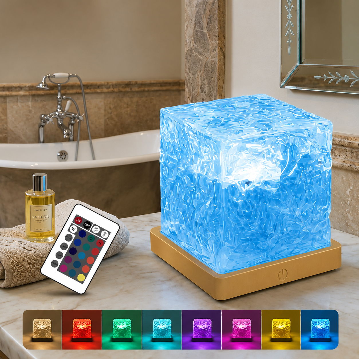 16 Colors Ocean Wave Aurora Projector Night Light – LED RGB Ambient Lamp with Remote, Touch Control, Dimmable & Rotating USB-C Mood Light