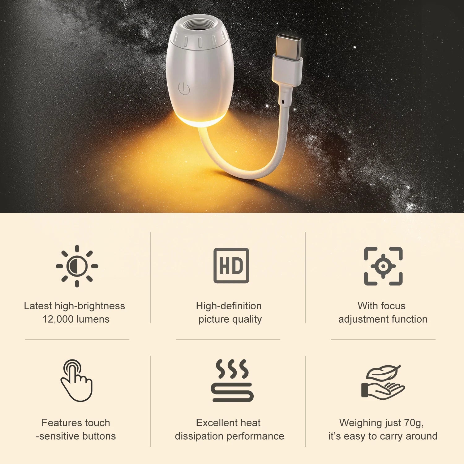 Mini Galaxy Star Projector Two in One Night Light Home Background Atmosphere Light Bedroom Car Decoration Children'S Gift