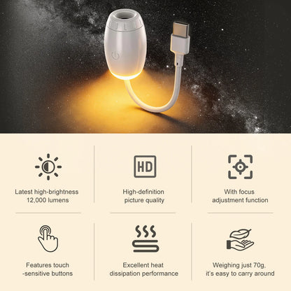 Mini Galaxy Star Projector Two in One Night Light Home Background Atmosphere Light Bedroom Car Decoration Children'S Gift