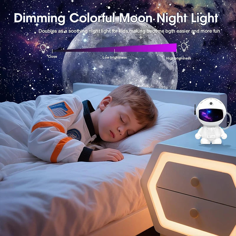 Astronaut Planetarium Projector – Galaxy Night Light with 12 Projection Discs | LED Starry Sky Ceiling Projector for Bedroom & Room Decor