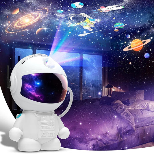 Astronaut Planetarium Projector – Galaxy Night Light with 12 Projection Discs | LED Starry Sky Ceiling Projector for Bedroom & Room Decor