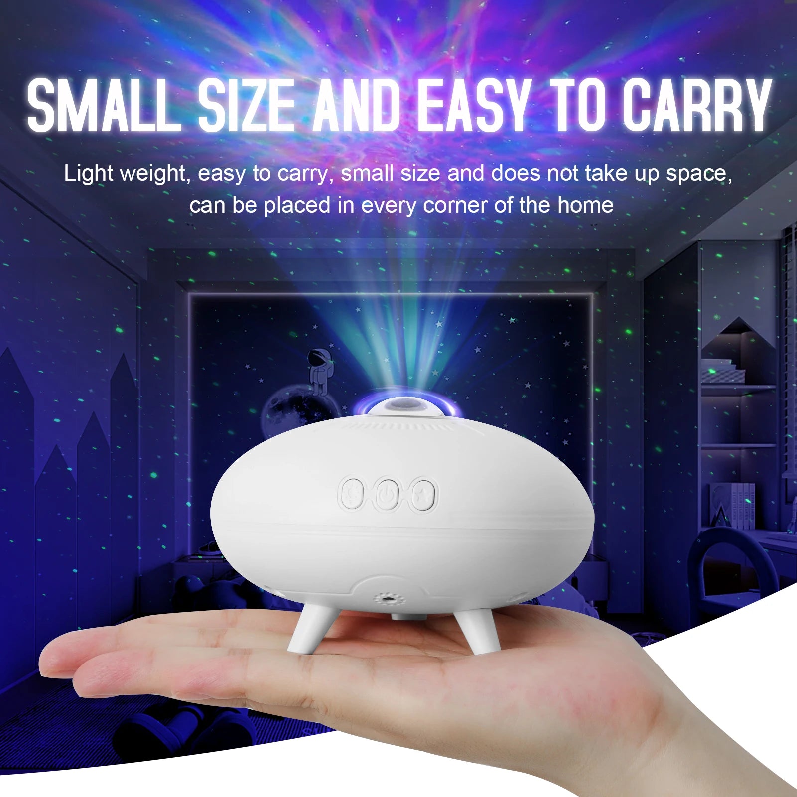 UFO Galaxy Star Projector Night Light – LED Starry Sky & Nebula Effect Lamp for Bedroom & Kids Room Decor