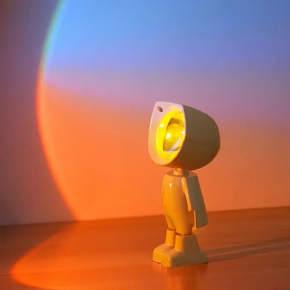Rechargeable Astronaut Sunset Lamp – Rainbow Projection Night Light with Infinite Dimming | LED Atmosphere Light for Bedroom & Room Decor